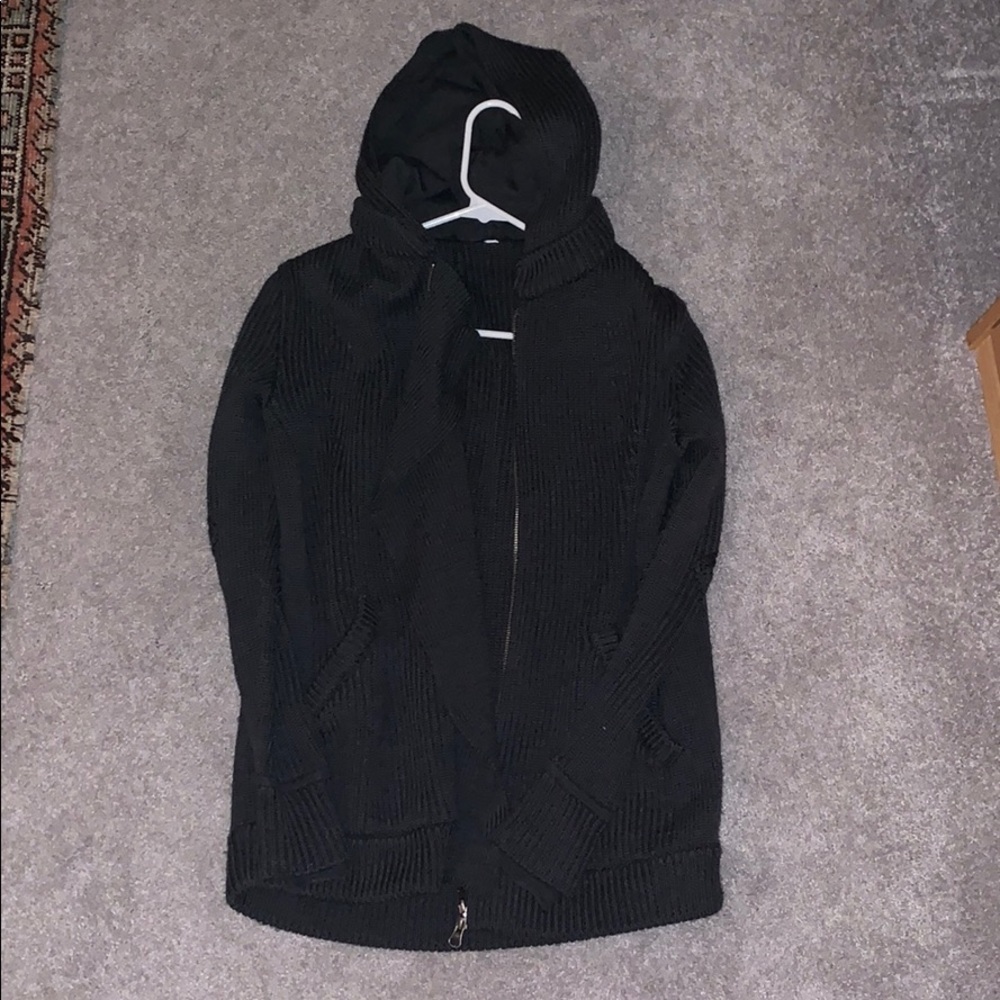 Lulu Lemon Gray asymmetrical hooded Cardigan